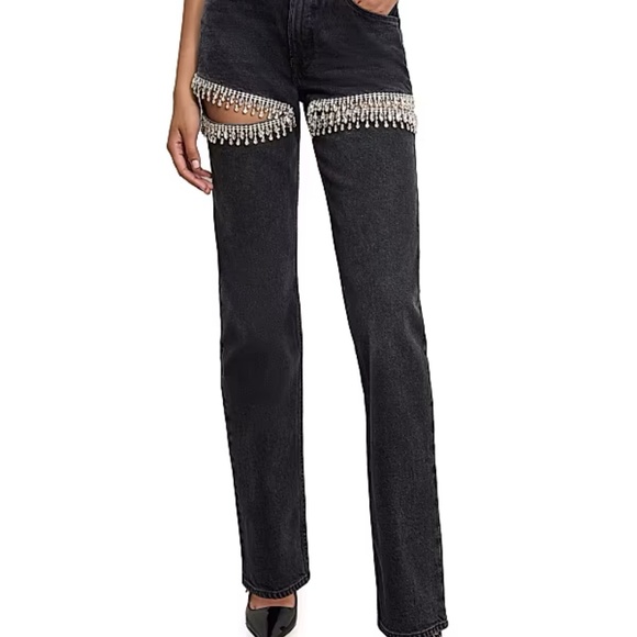 Good American - Good Icon Embellished Straight Leg Jean - Picture 1 of 4